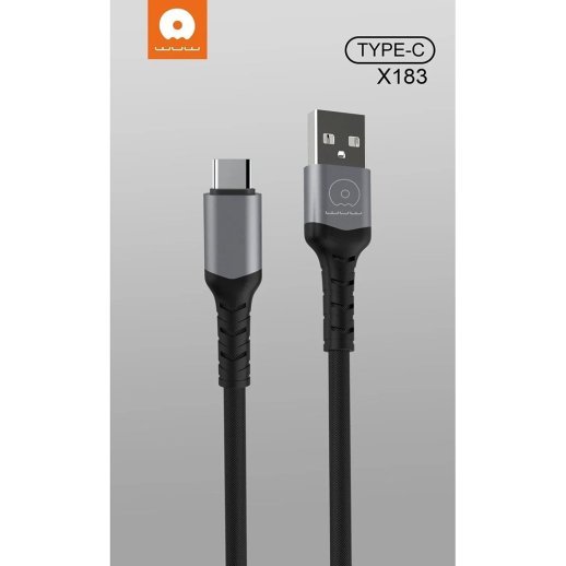 Кабель USB WUW X183 USB - Type-C 3A Тканина/метал чорний