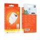 Мережевий зарядний пристрій BOROFONE BA78A Golden grid dual-port PD20W+QC3.0 charger with digital display + кабель TYPE-C - LIGHTNING