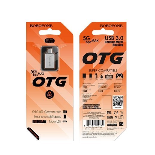 Перехідник BOROFONE BV2 OTG з USB мама на USB Micro папа USB 3.0 5G MAX