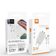 Мережевий зарядний пристрій WUW T55 2USB 3.1A + USB Lightning 2.4A БІЛИЙ (70)