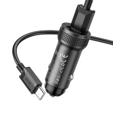 Автомобільний зарядний пристрій HOCO Z49 2USB 2,4A + кабель USB - Type-C, чорний