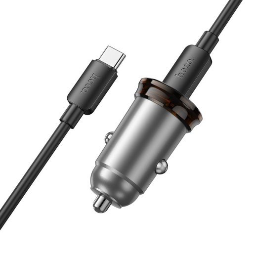 Автомобільний зарядний пристрій HOCO NZ16 PD 30W Type-C + кабелем Type-C to Type-C, сірий