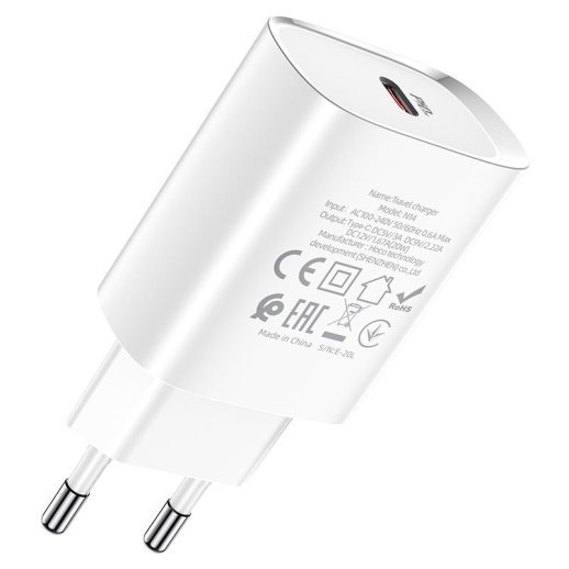 Мережевий зарядний пристрій HOCO N14 PD 20W TYPE-C бiлий