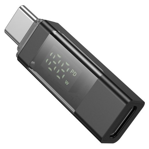 Перехідник BOROFONE BV25 з Type-C мама на Type-C папа, 100W, дісплей, чорний