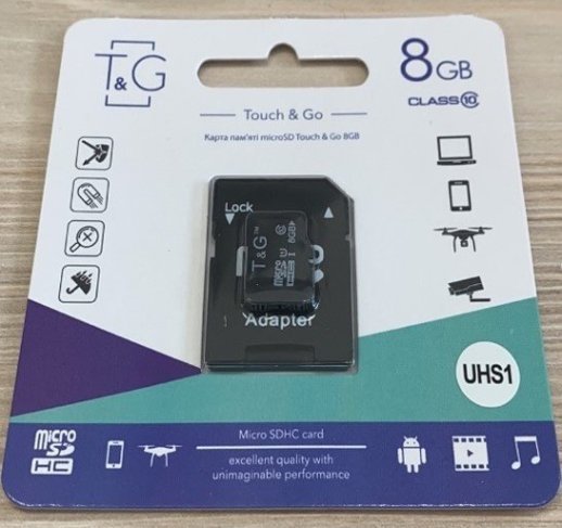Карта пам'яті T&G MicroSDHC (UHS-1) 8gb 10 Class & Adapter Чёрный