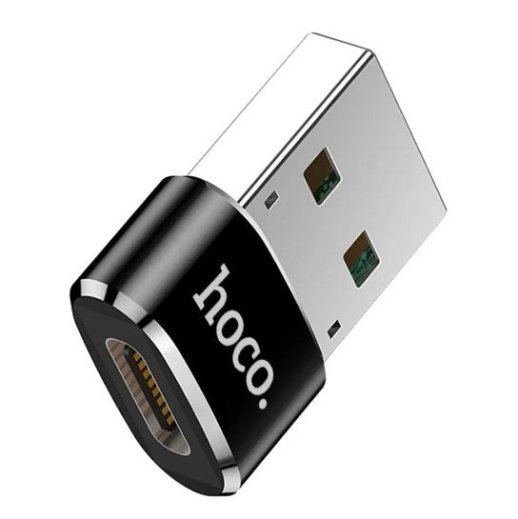 Адаптер HOCO UA6 USB-A (штекер) на USB Type-C (гніздо), ЧОРНИЙ