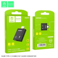 AUX ПЕРЕХІДНИК Denmen DU09 Type-C - jack 3.5 мм + ЗАРЯДКА FOR ANDROID & MAC SILVER
