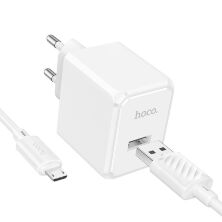 СЗУ HOCO CS11A (1USB) + USB - MicroUSB (28pc) (белый)