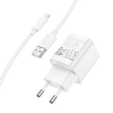 Мережевий зарядний пристрій HOCO C145A USB QC3.0 + кабель USB - MICRO, БІЛИЙ
