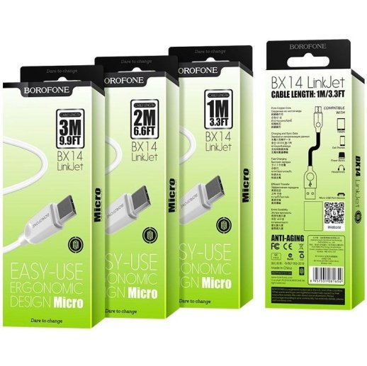 USB кабель BOROFONE BX14 LinkJet USB - micro USB 1 метр