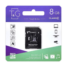 Карта пам'яті T&G MicroSDHC 8gb 4 Class & Adapter  Чорний
