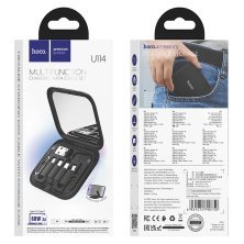 USB-C кабель HOCO U114 3в1 Type-C - Type-C с переходниками с Type-C на MicroUSB, Lightning, USB, 60W, 0,28 метра, чёрный