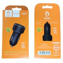 Автомобільний зарядний пристрій DENMEN DZ09 LED LCD 3.1A 2USB PORT ЧОРНИЙ