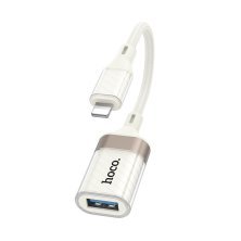 Адаптер HOCO UA39 Crystal (Lightning → USB-A), OTG, прозорий корпус, абрикосовий