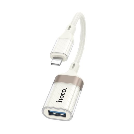 Адаптер HOCO UA39 Crystal (Lightning → USB-A), OTG, прозорий корпус, абрикосовий