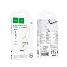 Адаптер HOCO UA39 Crystal (Lightning → USB-A), OTG, прозорий корпус, абрикосовий