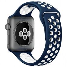 Ремінець силіконовий INKAX WB-02 для Apple Watch NIKE 42мм | 44мм | 45мм | 49мм LARGE SIZE DARK_BLUE-WHITE