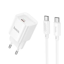 Сетевое зарядное устройство HOCO C146A TYPE-C PD 20W + кабель TYPE-C - TYPE-C, белый