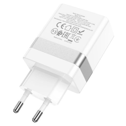 Мережевий зарядний пристрій HOCO N21 Topspeed PD 30W TYPE-C + USB QC3.0, бiлий