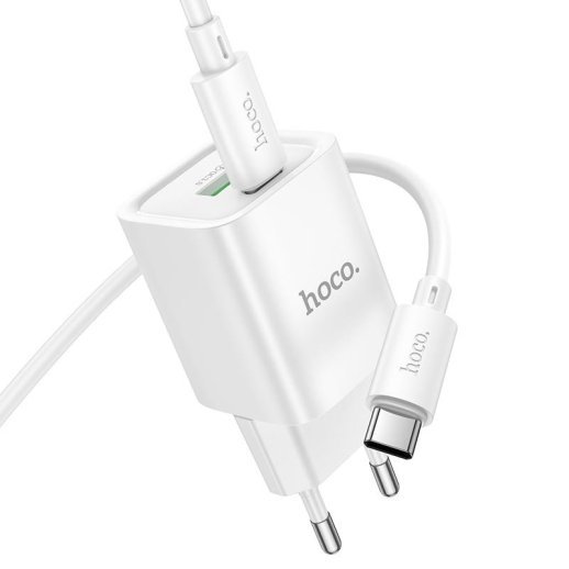Мережевий зарядний пристрій HOCO C149A Charm PD 30W / QC3.0 + кабель TYPE-C-TYPE-C, білий