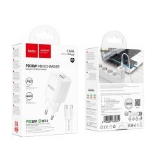 Мережевий зарядний пристрій HOCO C149A Charm PD 30W / QC3.0 + кабель TYPE-C-TYPE-C, білий