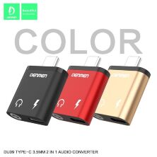 AUX ПЕРЕХІДНИК Denmen DU09 Type-C - jack 3.5 мм + ЗАРЯДКА FOR ANDROID & MAC RED