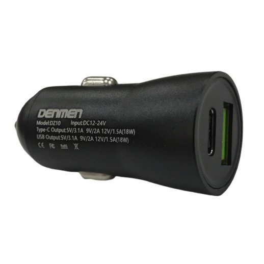 Автомобільний зарядний пристрій DENMEN DZ10 3.1A 2 PORT 18W, QC3.0+PD