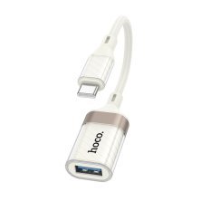 Адаптер HOCO UA39A Crystal (Type-C → USB-A 3.0), OTG, прозорий корпус, абрикосовий