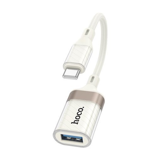 Адаптер HOCO UA39A Crystal (Type-C → USB-A 3.0), OTG, прозорий корпус, абрикосовий