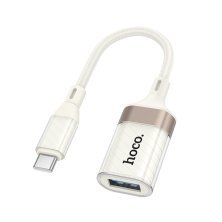 Адаптер HOCO UA39A Crystal (Type-C → USB-A 3.0), OTG, прозорий корпус, абрикосовий