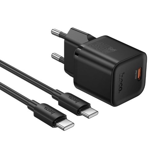 Зарядний пристрій HOCO N66 Ingenious, 35 Вт PD, один USB-C порт, комплект з кабелем Type-C to Type-C, EU-вилка, чорний