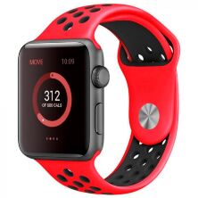 Ремінець силіконовий INKAX WB-02 для Apple Watch NIKE 42мм | 44мм | 45мм | 49мм LARGE SIZE RED-BLACK