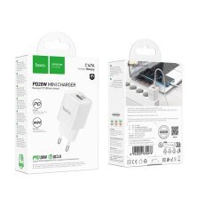 Мережевий зарядний пристрій HOCO C147A TYPE-C PD 20W + USB QC3.0, БІЛИЙ