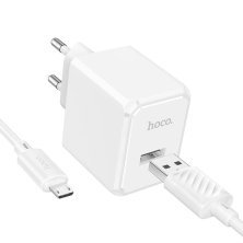 Мережевий зарядний пристрій HOCO CS11A USB 2.1A + кабель USB - Micro, білий