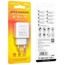 Мережевий зарядний пристрій BOROFONE BA66A USB QC3.0, білий