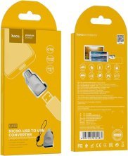 OTG-адаптер HOCO UA10 USB-A (мама) на Micro-USB (тато), PEARL NIKEL