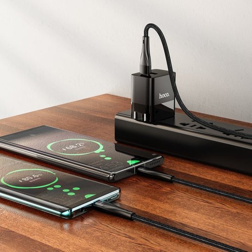 USB-C кабель HOCO U102 2в1 Type-C на 2 Type-C 1.5M чорний