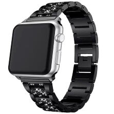 Ремінець металевий 1-Bead Metal СТРАЗИ APPLE WATCH 42 | 44 | 45 MM №26 BLACK