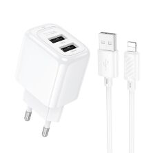 Мережевий зарядний пристрій HOCO CS51A 2USB 2.4A + кабель USB - LIGHTNING, білий