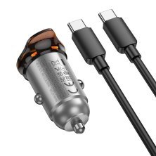 Автомобільний зарядний пристрій HOCO NZ16B 45W 2*Type-C + кабелем Type-C to Type-C, сірий