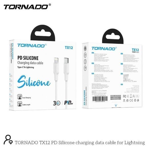 USB-L TORNADO TX12 Silicone Lighting PD20W 3A/1m Білый
