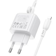 Мережевий зарядний пристрій BOROFONE BAS43A TYPE-C PD 20W + кабель TYPE-C - LIGHTNING, білий