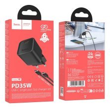 Зарядний пристрій HOCO N66 Ingenious, 35 Вт PD, один USB-C порт, комплект з кабелем Type-C to Type-C, EU-вилка, чорний