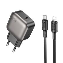 Мережевий зарядний пристрій BOROFONE BAS53A PD 20W USB-C + кабель TYPE-C - LIGHTNING, чорний