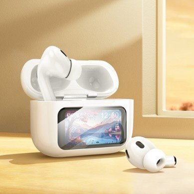 Бездротові навушники BOROFONE BW76 з активним шумозаглушенням (ANC) та LED-дисплеєм, білий