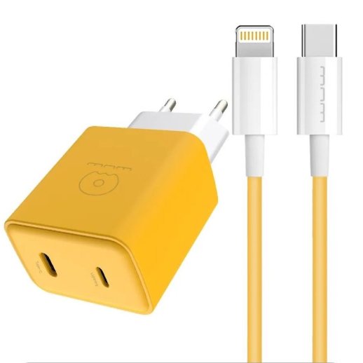 Мережевий зарядний пристрій WUW T78 TYPE-C + USB PD 20W + USB КАБЕЛЬ TYPE-C - LIGHTNING