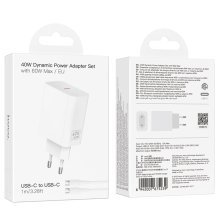 Сетевое зарядное устройство HOCO C162A TYPE-C PD 40W + кабель TYPE-C - TYPE-C, белый