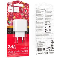 Мережевий зарядний пристрій HOCO CS51A 2USB 2.4A, білий
