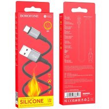 USB кабель BOROFONE BX83 Famous USB - Type-C 2.4A Silicone, 1 метр, чорний