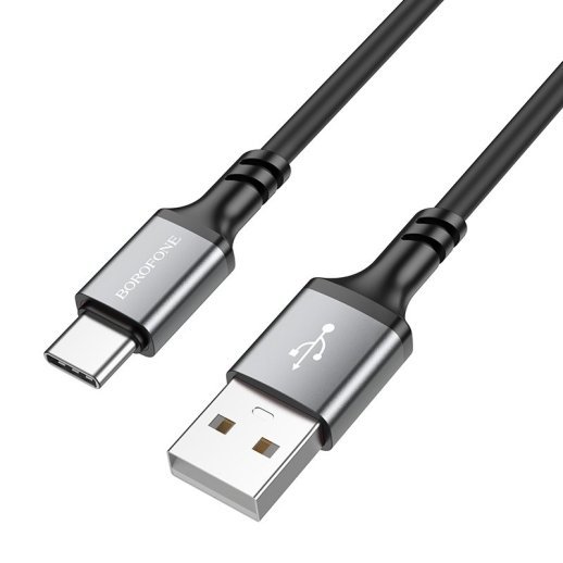 USB кабель BOROFONE BX83 Famous USB - Type-C 2.4A Silicone, 1 метр, чорний